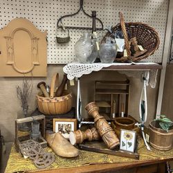 Vintage Wood And Wicker Decor