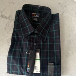 New No Iron Plaid Shirt Men’s Large 