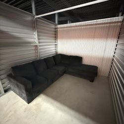 2 Pc Large Black Sectional Couch
