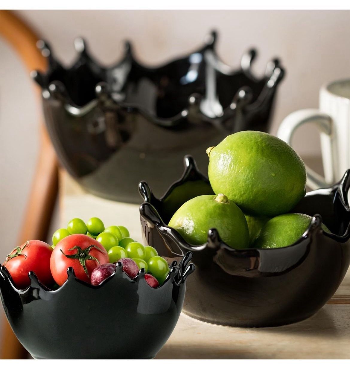 Halloween Ceramic Fruit Bowl for Table Countertop Modern Fruit Bowl for kitchen Countertop Large Stackable Serving Bowl for Table Decor Eye-catch