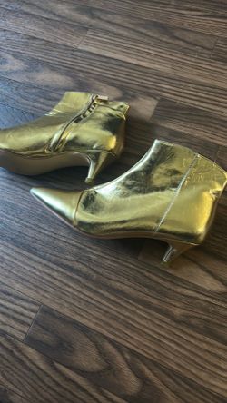 Shiny gold granny boots