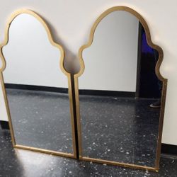 One Mid Century Distressed Gold Mirror