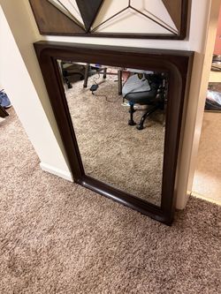 Dark Wood Framed Wall Mirror