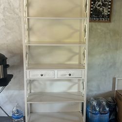 White wood bookshelf 