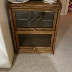 Solid Oak Bookcase with Glass Doors-Great Condition
