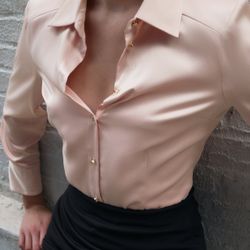 ZARA SATIN EFFECT SHOULDER PAD BODYSUIT LARGE NEW 