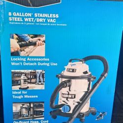 HART 8 Gallon Stainless Steel Wet/Dry Vacuum - Brand New - Never Used