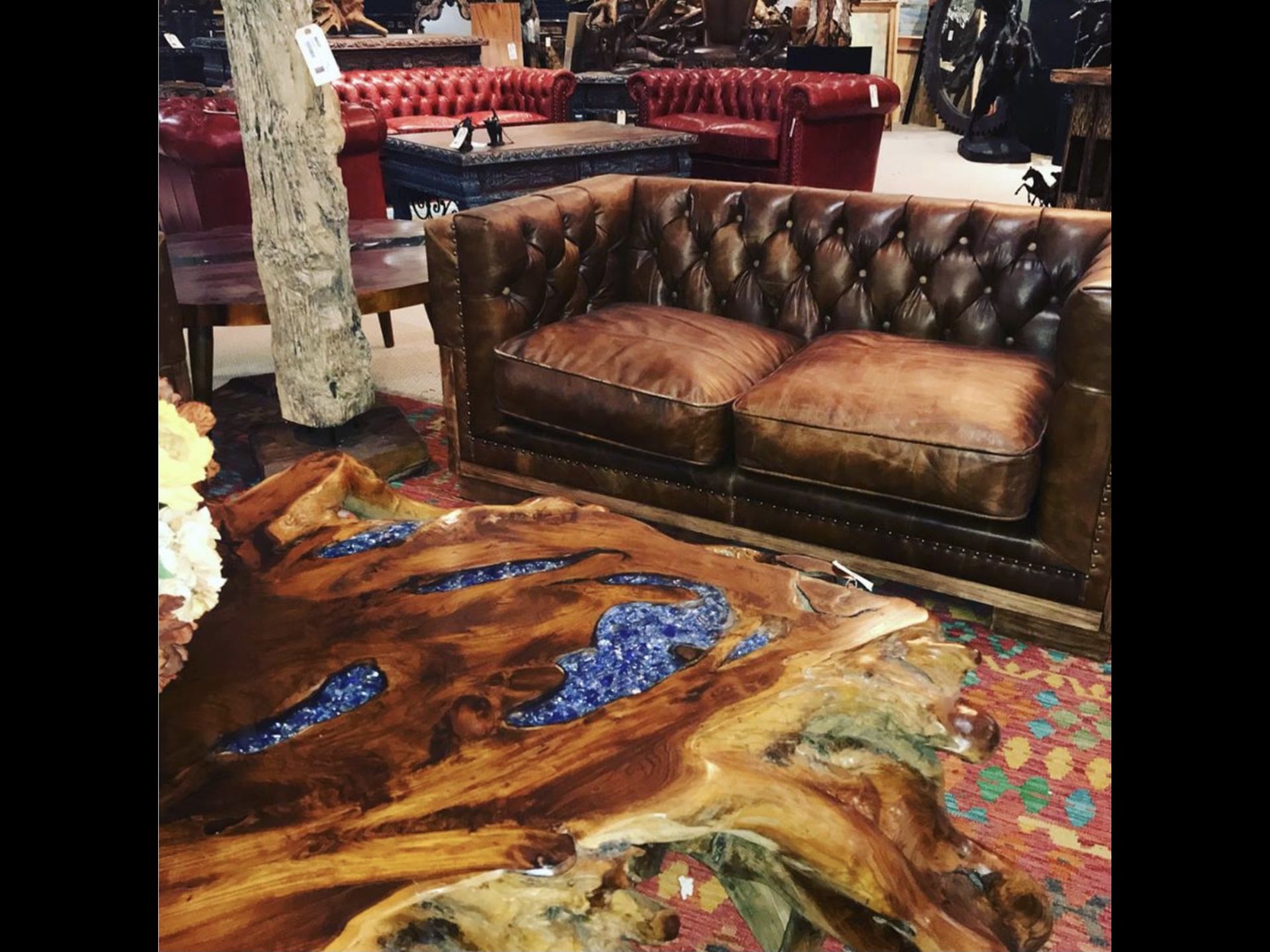 Antiques Authentic Leather Sofa & Loveseat  