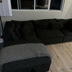 Dark Grey Cloud Modular Sectional Couch Sofa 