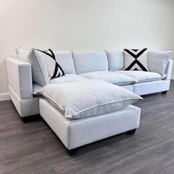 🔥 Brand New Super Comfy Light Grey Fabric L Shape Sectional Couch/Sofa ● PAY AFTER DELIVERY 🚚 