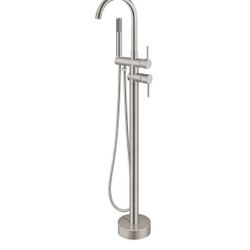 Aolemi Floor Mount Bathtub Faucet Freestanding Tub Filler Standing High Flow Shower Faucets Shower Mixer Taps, Swivel Gooseneck Spout with Cylinder Ha