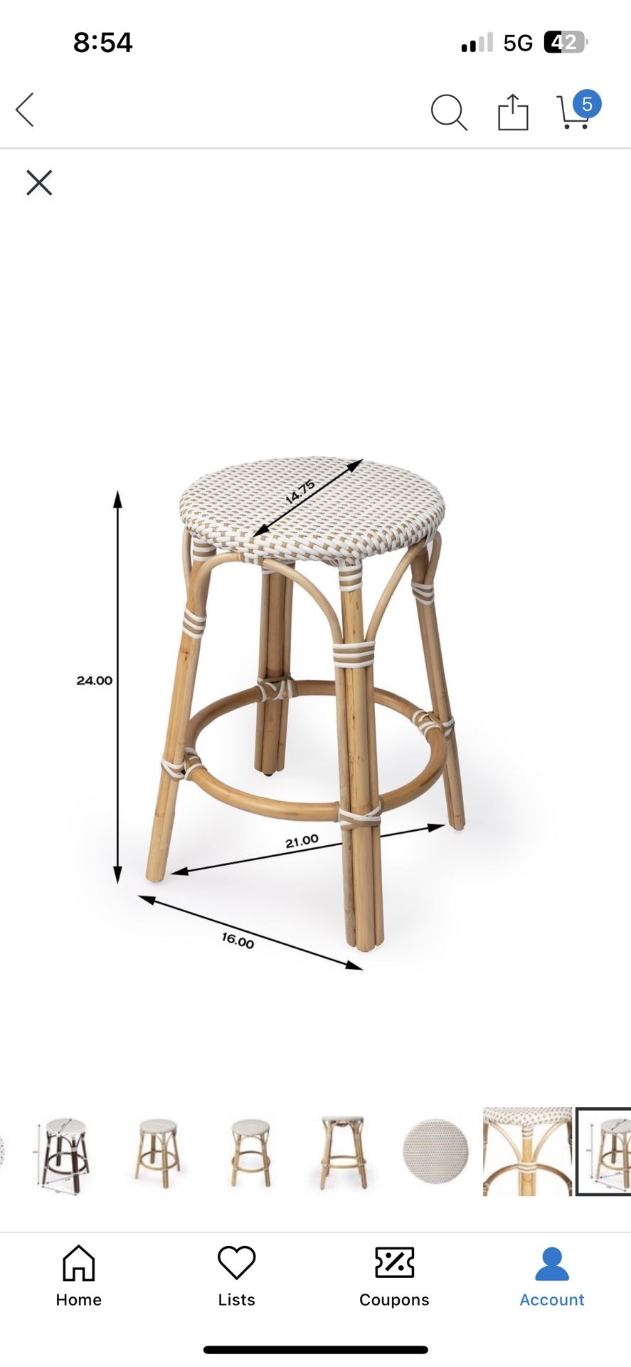 Set Of Two Rattan Wicker Counter Stools Like Serena & Lily