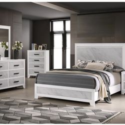 Bedroom Set 4 Pc Queen Size White Finish. New Especial Price 