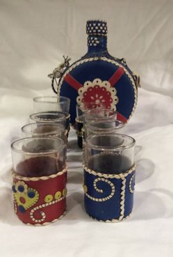 Vintage Cherry Brandy Carafe And Matching Shot Glasses-Marijan Badel Zagreb