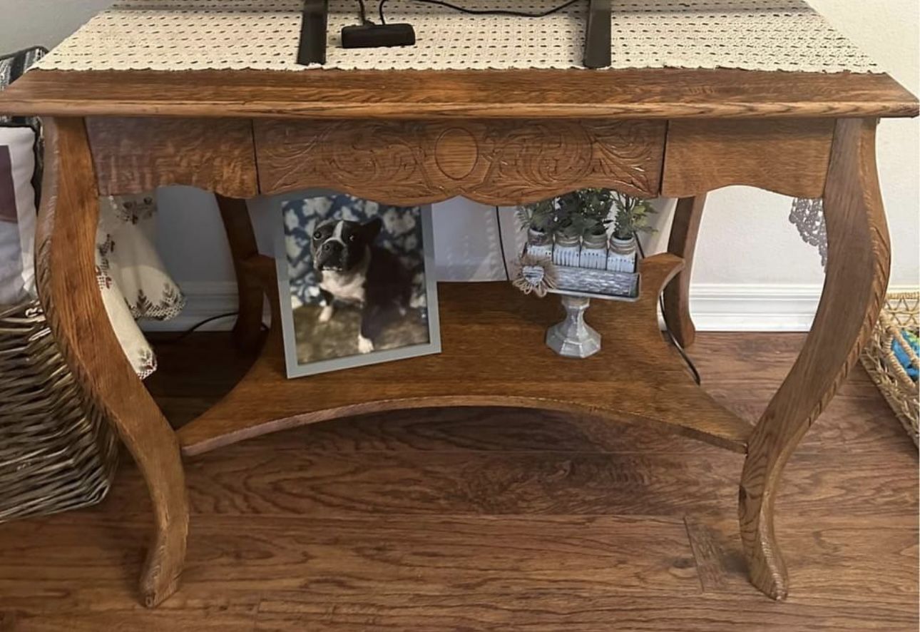 Antique Oak Library Table