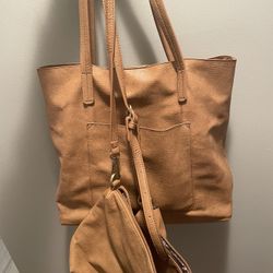 Leather Tote Bag And Purse Set 