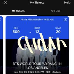 BTS 2 tickets sofi
