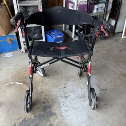 HEAVY DUTY WIDE Drive  rollator walker f-22 red suspension springs Collapsible