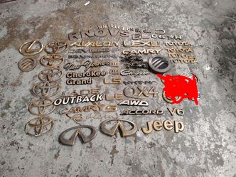 Golden car emblems