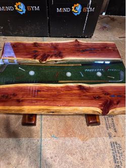 Handmade cedar wood golf themed epoxy coffee table  39 in x 27 in