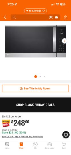 SEAL!!! LG1.8 cu. ft. 30 in. W Smart Over the Range Microwave Oven with EasyClean in PrintProof Stainless Steel 1000-Watt