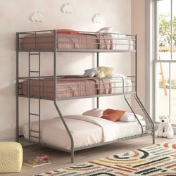 Triple Bunk Bed Silver Twin Over Twin Over Full