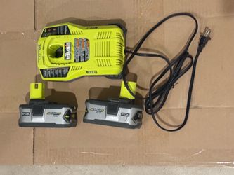 RYOBI 18V ONE+ 4.0Ah Battery Pack (Set of 2) with Charger