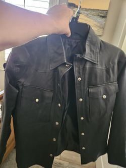 Women's Leather Button Up