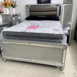 New Queen Bed W Mattress Set 