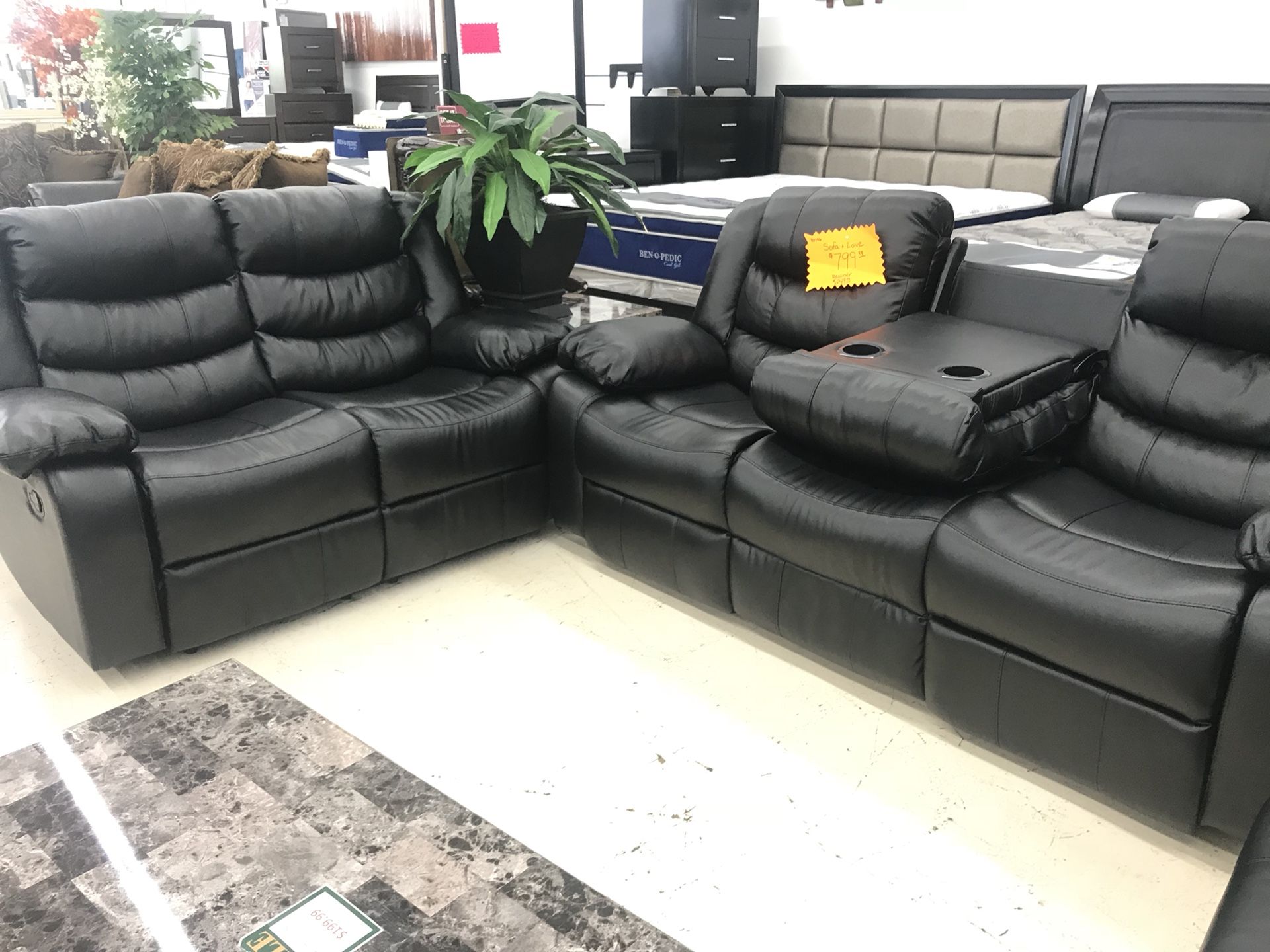 LIVING ROOM SET RECLINING SOFA AND LOVESEAT WITH CUPHOLDERS ON SALE
