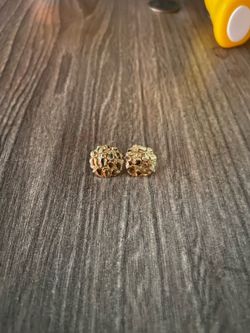 12mm and 8mm 10k gold nugget earrings