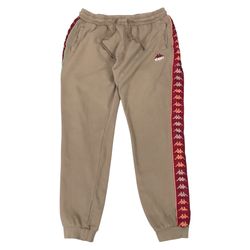 KAPPA TRACK PANTS MENS XL BEIGE SWEATS JOGGER TRACK LOGO TAPE FUTBOL SOCCER Y2K