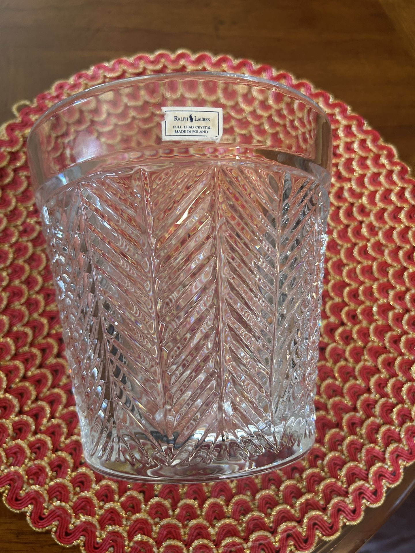 TWO ( 2 ) RALPH LAUREN Crystal Herringbone Wine/Champagne Bucket
