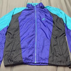 Men’s Nike Aqua Berry Grape 5’s Full Zip Vintage 90s Nylon Windbreaker - Size Medium