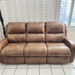 Brown Leather Dual Reclining Sofa