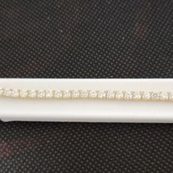 Gorgeous Moissanite Tennis Bracelet 925 Sterling Silver On Gold Vermeil Full Iced Out VVS Stones 