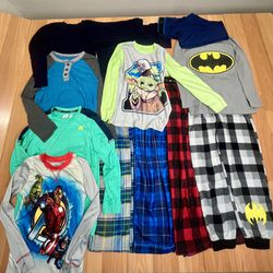 Lot of 12: pj’s winter long sleeves (6) and pants (6) size 6/7/8 boys