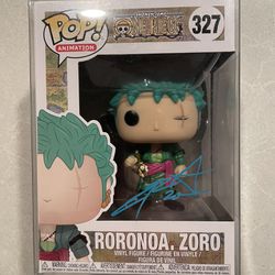 Roronoa Zoro SIGNED Funko Pop *MINT* AUTOGRAPH Christopher Sabat One Piece 327 with Protector Chris Luffy Chopper Brook Shanks Anime