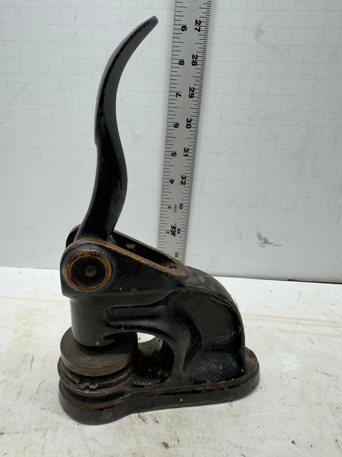 Antique Cast Iron Seal Press Stamp 1864 Cincinnati Ohio #05