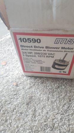 Direct drive blower motor 3/4 HP 3 speed 1075 rpm