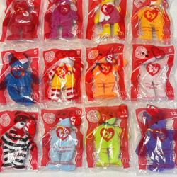 2004 McDonald’s 25 Year Anniversary Ty Teenie Beanie Bear Collection Full Set of 12
