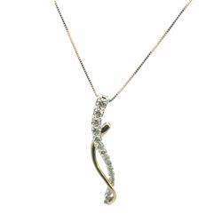Woman’s Ladies 14k Two Toned White Yellow Gold Diamond Journey Pendant with 18” Inch Box Chain GP3124100
