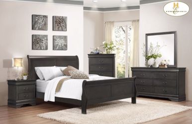 Carlos furniture El Paso::::Queen Bed , Nighstand , Dresser Mirror, + Free chest::: Available colors: Gray , White , Brown and Black