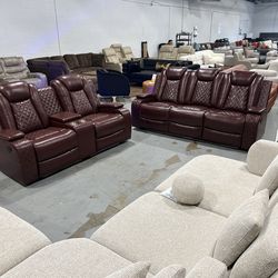 Sofa And Loveseat Recliner Set With LED and Wireless Charging FREE DELIVERY AND INSTALLATION