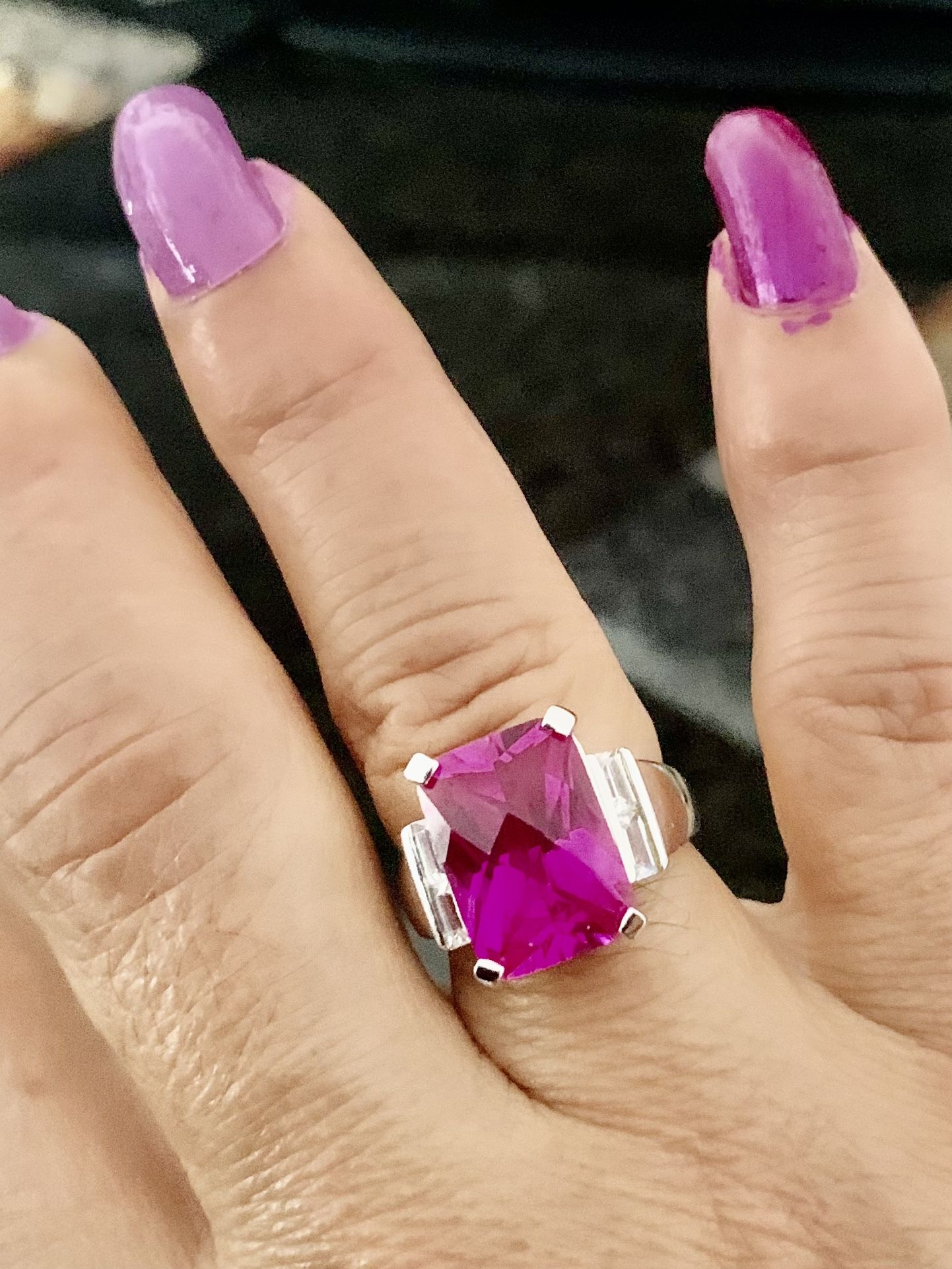 925 Pink Topaz Stone Ring Size 7