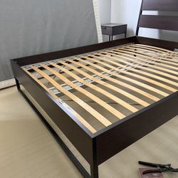 IKEA Queen  Bed Frame With Nightstand