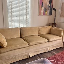Vintage 1960s Velvet cream Couch