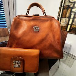 Italian Leather Bag And Matching Wallet