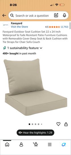 RIALTO-SET OF TWO- Favoyard Outdoor Seat Cushion Set