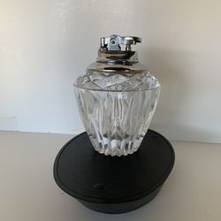 Princess House faceted cut glass and chrome table lighter.